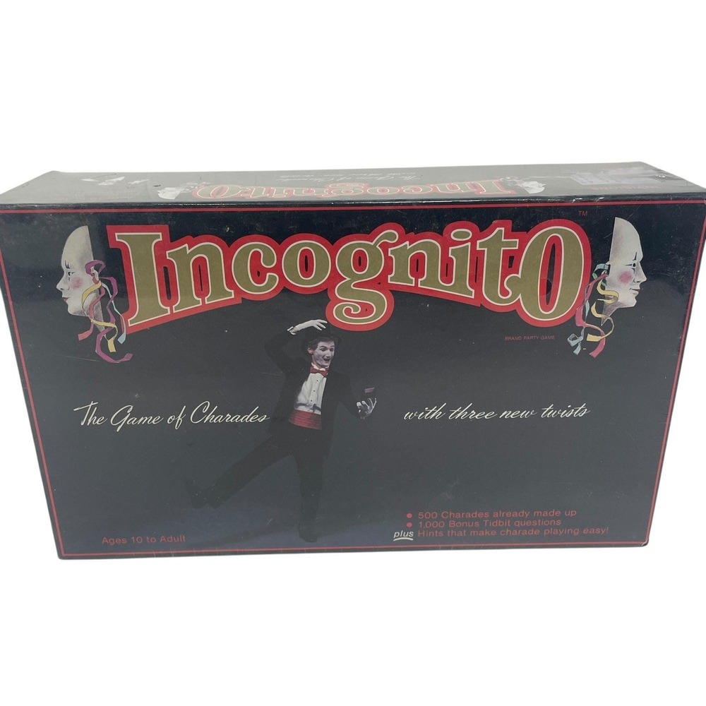 Incognito The Game of Charades Party Board Game 1989 Leisure Dynamics Sealed Age